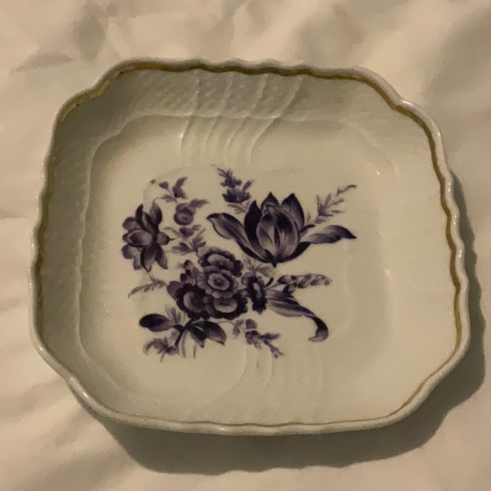 ⚫️Richard Ginori Purple & White Square Porcelain China Candy Dish